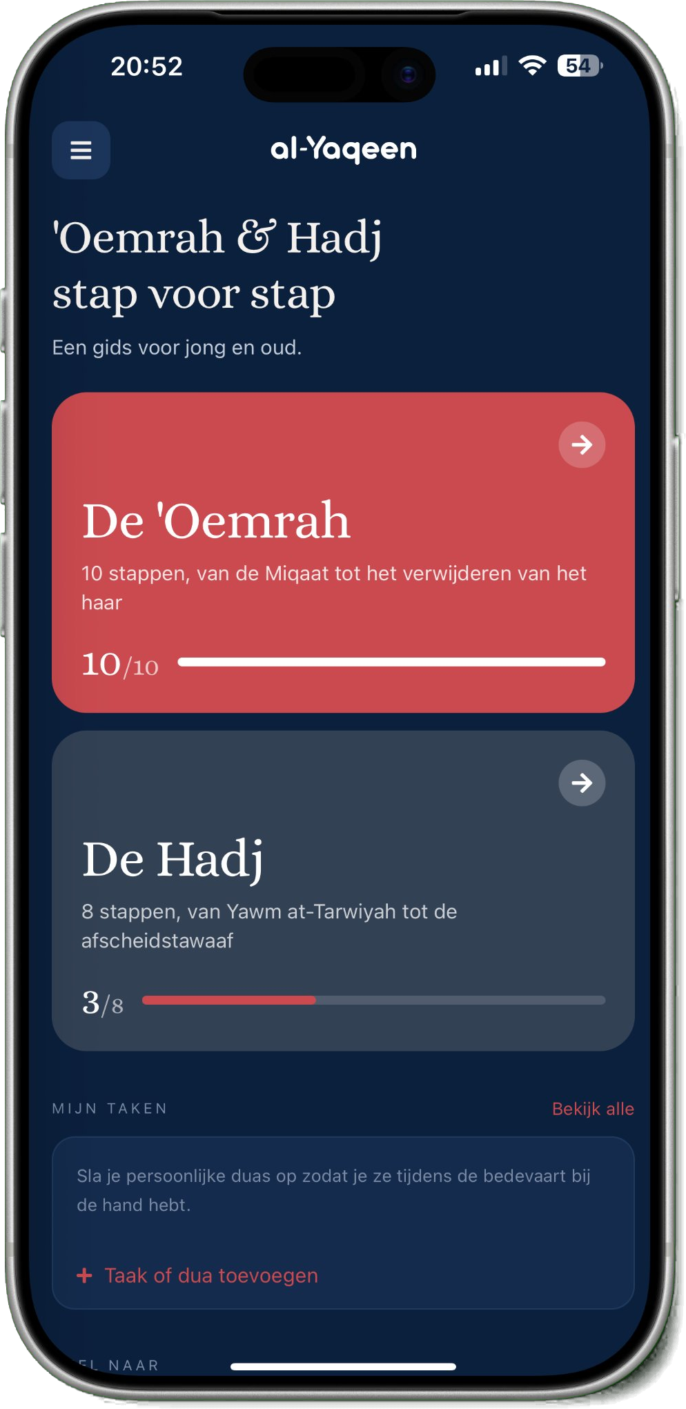 al-Yaqeen Hadj en Oemrah app schermafbeelding